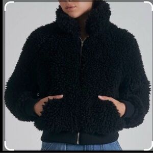 Elan Black Fuzzy Sherpa Zip-Up Jacket small NWT